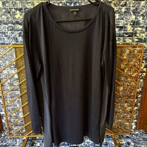 Eileen Fisher Women’s Large Navy Silk and Cotton Long Shirt